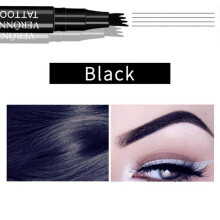 (black) Microblading Eyebrow Pencil, Eyebrow Pen 4 Tips Liquid Waterproof Eyebrow Pencil with 4 Points for Lasting Natural 3D Eyebrow Makeup