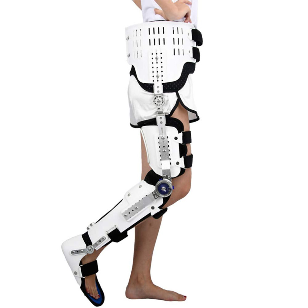 Adjustable Knee Brace With Hinge, Hip-Knee-Ankle Foot Orthosis, Right One Size for Leg Fracture and Lower Limb Paralysis