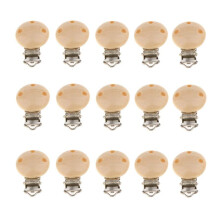 Wooden Dummy Clips Set for Baby and Child - Pack of 15 Natural Dummy Holders, Safe, Durable, 100% Wood