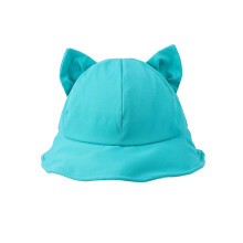 Solid Colour Scoop Hat Multicoloured Cat Ear Wide Brim Bucket Hat for Summer Fishing in Emerald Green