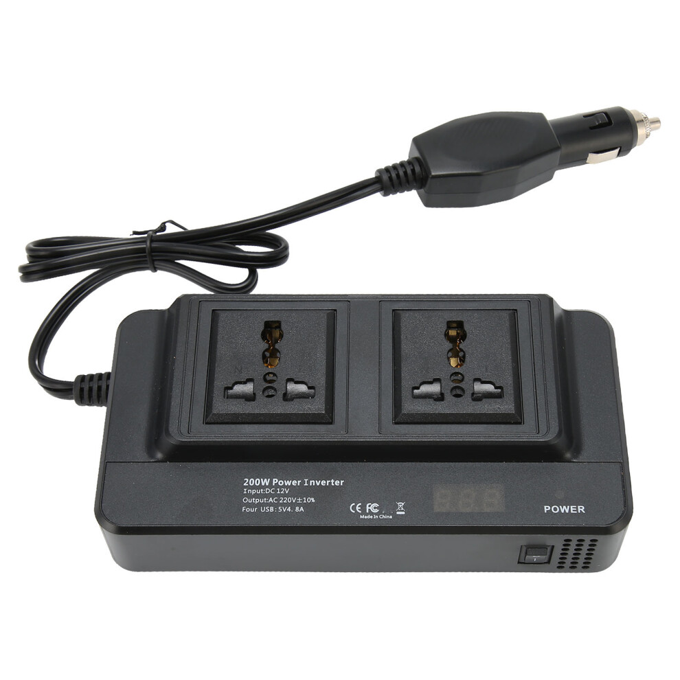 200W Car Power Inverter Dc12v To Ac220v With 4 Usb Ports 8311338951738