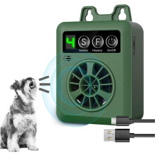 Rechargeable Dog Bark Control Device for Indoor Outdoor Use, Green Anti-Bark Trainer for Home and Camping