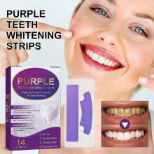 (1 Box - 14pcs)Purple Teeth Whitening Strips, Enamel Safe Teeth Whitener Color Correcting Strips, Sensitive Friendly Teeth Whitening Strips