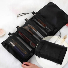 (black) Travel Makeup Bag, Detachable Cosmetic Bag Travel Makeup Organizer, Portable Toiletry Bag Makeup Storage Pouch, Large Capacity