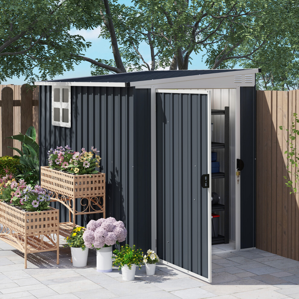 Outsunny 7.6 X 4Ft Outdoor Garden Storage Shed With Window, Dark/Grey