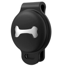 Silicone Dog Collar Holder for 1.4" Wide Pet Collars, Black Protective Cover for Apple AirTag Compatibility
