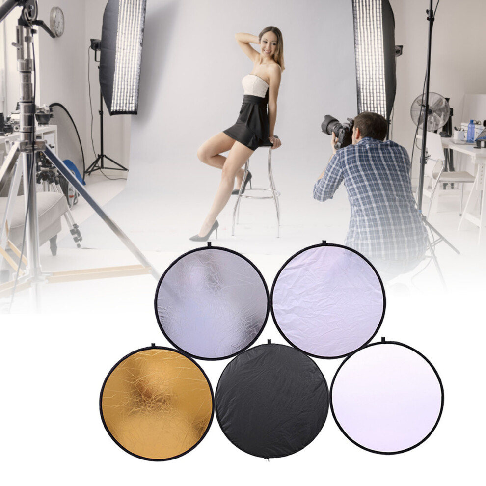 80Cm 5-In-1 Multi Disc Collapsible Circular Reflector For Photography Light/Silver/Gold 8051338959692