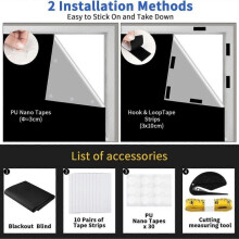 (1m) Portable Blackout Blind for Bedroom, 100% Blackout Material, Travel Blackout Blind, Easy to Stick on Blackout Blinds for Windows, Cut at Will