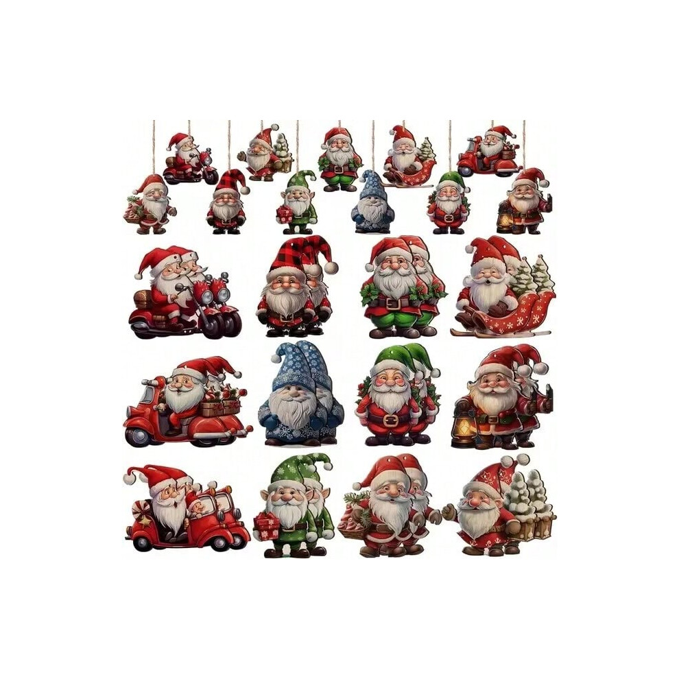 (08, 24PCS) 12/24pcs/set New Creative Wooden Christmas Dwarf Gnome Decoration Small Hanging Christmas Tree Decoration Wooden Plaque Set-image-OPC-PJHPBXH-NEW