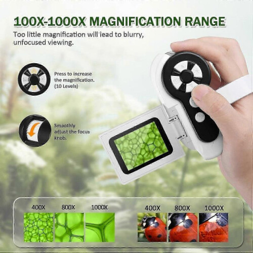 Handheld Microscope for Kids, 1000x Pocket Microscope Camera Binocular Toys 2