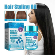 Keratin & Argan Oil Hair Treatment - 30pcs Nourishing Capsules with Vitamins A, E, B5 for Shiny, Healthy Hair - Daily Use
