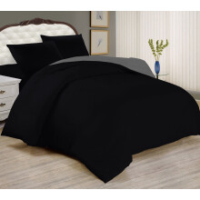 (BLACK DUVET COVER & PILLOW COVERS, SUPER KING) Hotel Quality Duvet Quilt with Hollowfibre Filling & Plain Duvet Cover Bedding Set