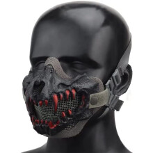 Skeleton Skull Devil Half Face Tactical Airsoft Mask with Dual Layer Protection for Hunting, Cosplay, and Halloween Parties