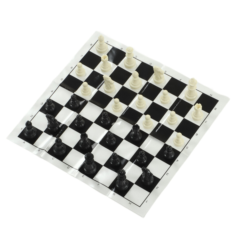 25CM Travel Plastic Chess Set - 32 Pieces Black & White PS Portable Board-image-OPC-PJHPDGK-NEW
