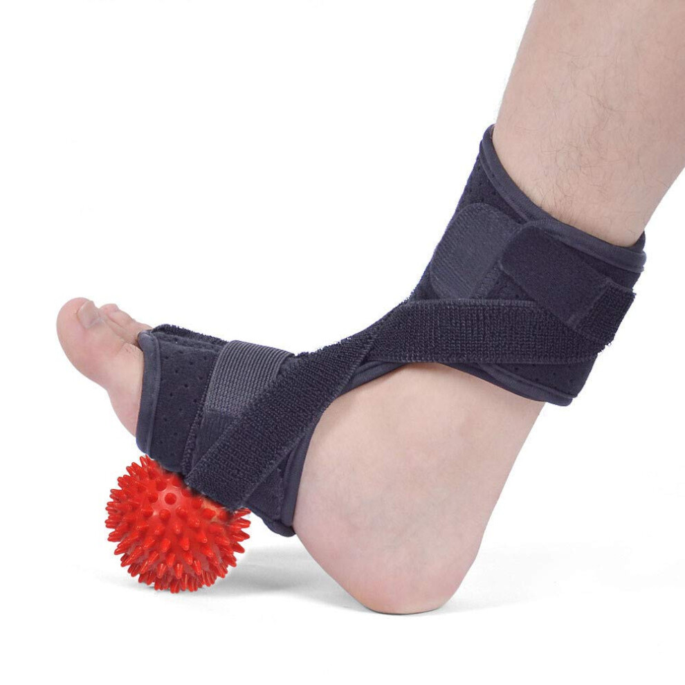 Plantar Fasciitis Support Night Splint Adjustable Orthosis with Massage Ball for Achilles Tendonitis Relief