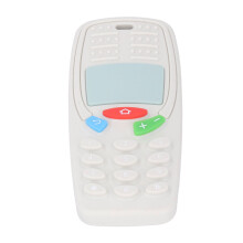 Baby Safe Silicone Teething Toy - Mobile Phone Shape, 11.6x5cm, Milky White