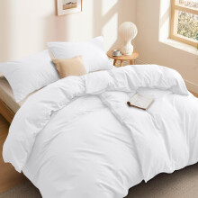 (WHITE DUVET COVER & PILLOW COVERS, SINGLE) Hotel Quality Duvet Quilt with Hollowfibre Filling & Plain Duvet Cover Bedding Set