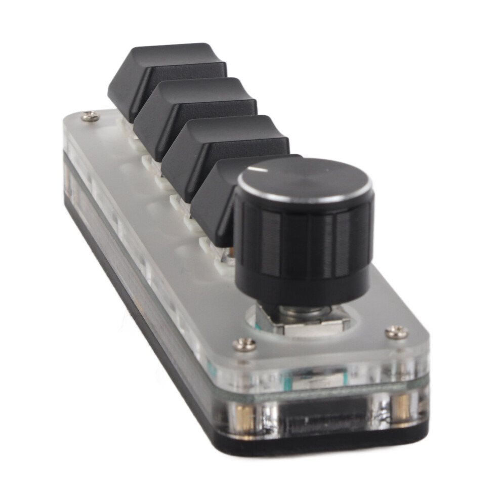 Mini 4-Key Usb/Bt Programmable Backlit Keypad With Knob For Gaming & Office Blue 4691338972167