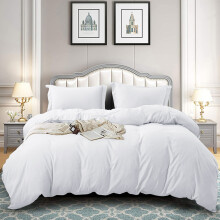 (WHITE DUVET COVER & PILLOW COVERS, SUPER KING) Hotel Quality Duvet Quilt with Hollowfibre Filling & Plain Duvet Cover Bedding Set