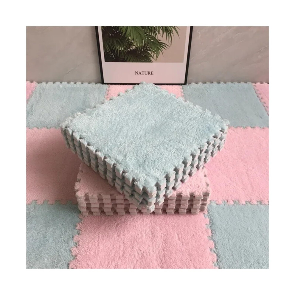 Puzzle Shaggy Teppich Playmat 30X30x1cm Eva Foam Soft Plush Kids Rug - 20Pcs For Nursery Living Room Light/Blue/Pink