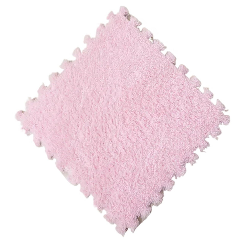Puzzle Shaggy Teppich 6 Stück Puzzlematte Plüsch 30X30x1 Cm Dicke Warme Spielmatte Fußmatten Für Wohnzimmer Schlafzimmer Pink