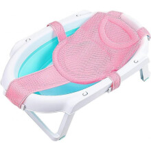 (pink) Baby Bath Seat Support Net, Soft Infant Bathing Pillow Bath Sling Mesh Mat Comfortable Baby Shower Bathtub Sit Up Mesh for Newborn