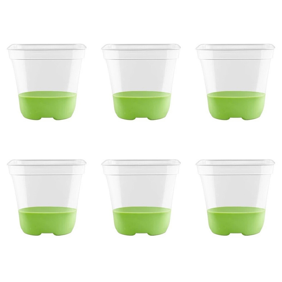 (chartreuse) 6pack/lot Clear Plant Pots Transparent Planting Pots For Healthy Root-image-OPC-PJHPPMW-NEW