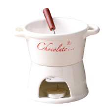(white, 201300ml) Fondue Cup Set With Ceramic Chafing Dish Fork For Dessert Ceramic
