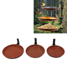 Vogelhäuschen mit massivem Metallring für an Bäumen befestigten Garten-Hinterhof-Terrasse, 3 Behälter