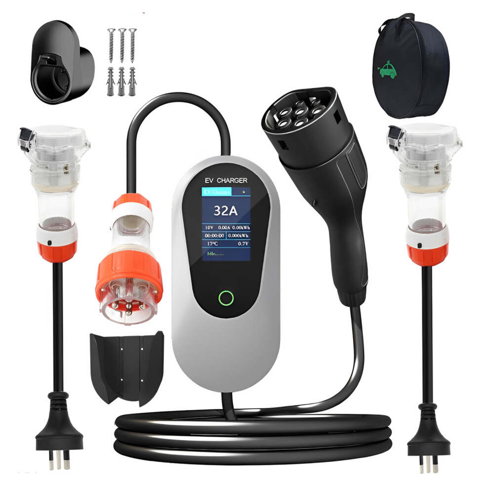 (Silver) Protable EV Charger 3Phase 22KW 32A With AU CEE 5PIN Plug And Handbag-image-OPC-PJHPW25-NEW