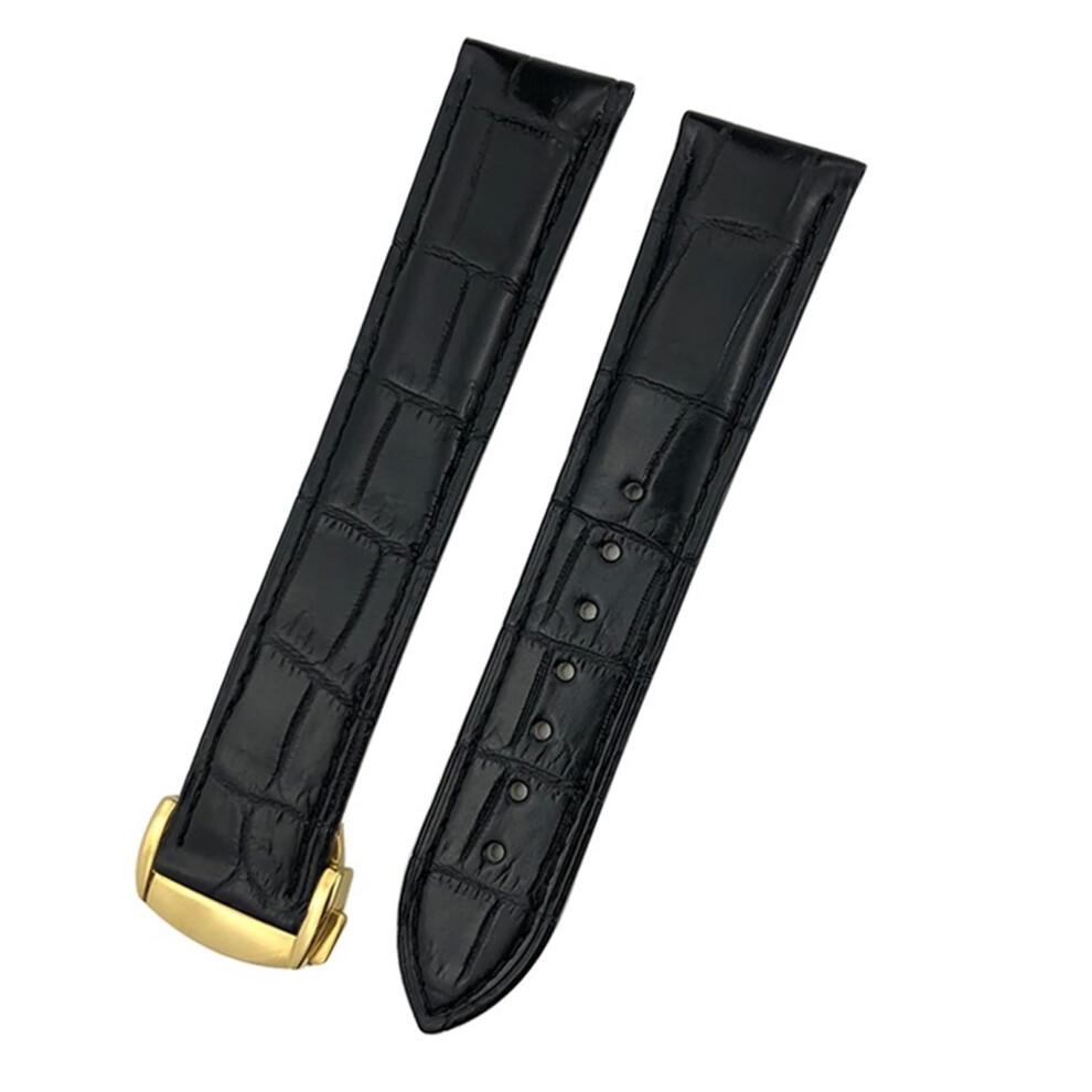 Crocodile Leather Watch Strap For Omega Seamaster 300 Speedmaster De Ville At150, 18Mm To 22Mm, Genuine, Durable, Black 6276012348360