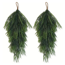 (2psc) 2piece Christmas Garland Rattan Creates Festival Atmosphere Christmas