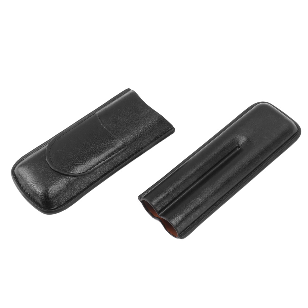 Luxury Leather 2 Finger Cigar Holder Case Portable Travel 106g