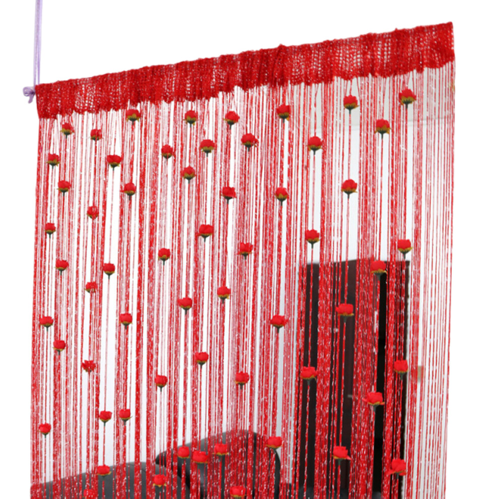 (red) Hanging Rose Thread Curtain Privacy Solution Room Divider Decoration-image-OPC-PJHPZHT-NEW