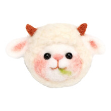 Cute Animal Brooch Needle Felt Kits for Women, Handmade Wool Needle Felt Starter Set, Sheep Design with Lamb Motif