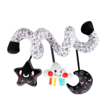Baby Car Seat Toy - High Contrast Soft Crib Mobile with Rattle, Interactive Toddler Toy in Star and Moon Design
