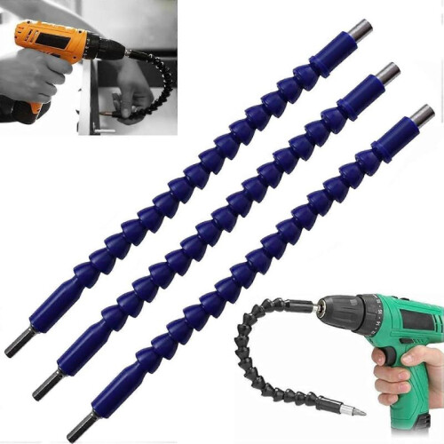 (3pcs blue) Flexible Drill Bit Extension, 29.5cm Bendable Drill Bit Extension Hex Soft Shaft Flexible Shaft Extension Bits for Any Angle -2/3pcs
