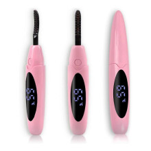 (Pink) Portable Lash Curler Heated, Rechargeable Heated Eyelash Curler, Quick Heating Long Lasting Eyelash Curler with Eyelash Comb