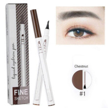(A - Dark Brown) 3D Eyebrow Pencil Eyebrow Microblading Pen - Micro 4 Point Liquid Brow Pen Lasting Waterproof Eyebrow Pen for Natural Eyebrow Makeup