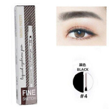 (D - Black) 3D Eyebrow Pencil Eyebrow Microblading Pen - Micro 4 Point Liquid Brow Pen Lasting Waterproof Eyebrow Pen for Natural Eyebrow Makeup