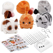Needle Felting Set, 3-Piece Wool Starter Kit with Instruction Guide, Foam Mat, and DIY Accessories for Cat Home Decor