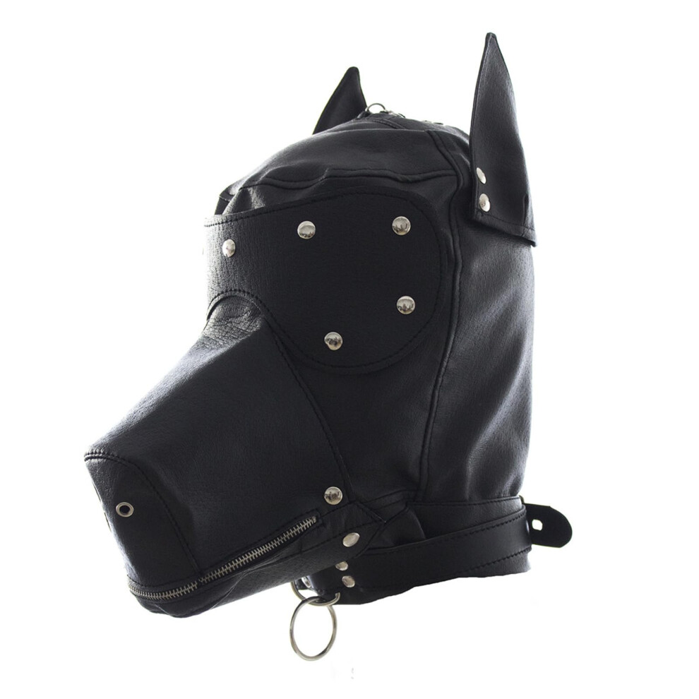 Schwarz PU KopfhÃ¼lle Mit Verstellbarer Krawatte FÃ¼r Paar Spiele, Schwarze Kopfhaube KostÃ¼m FÃ¼r Hunde