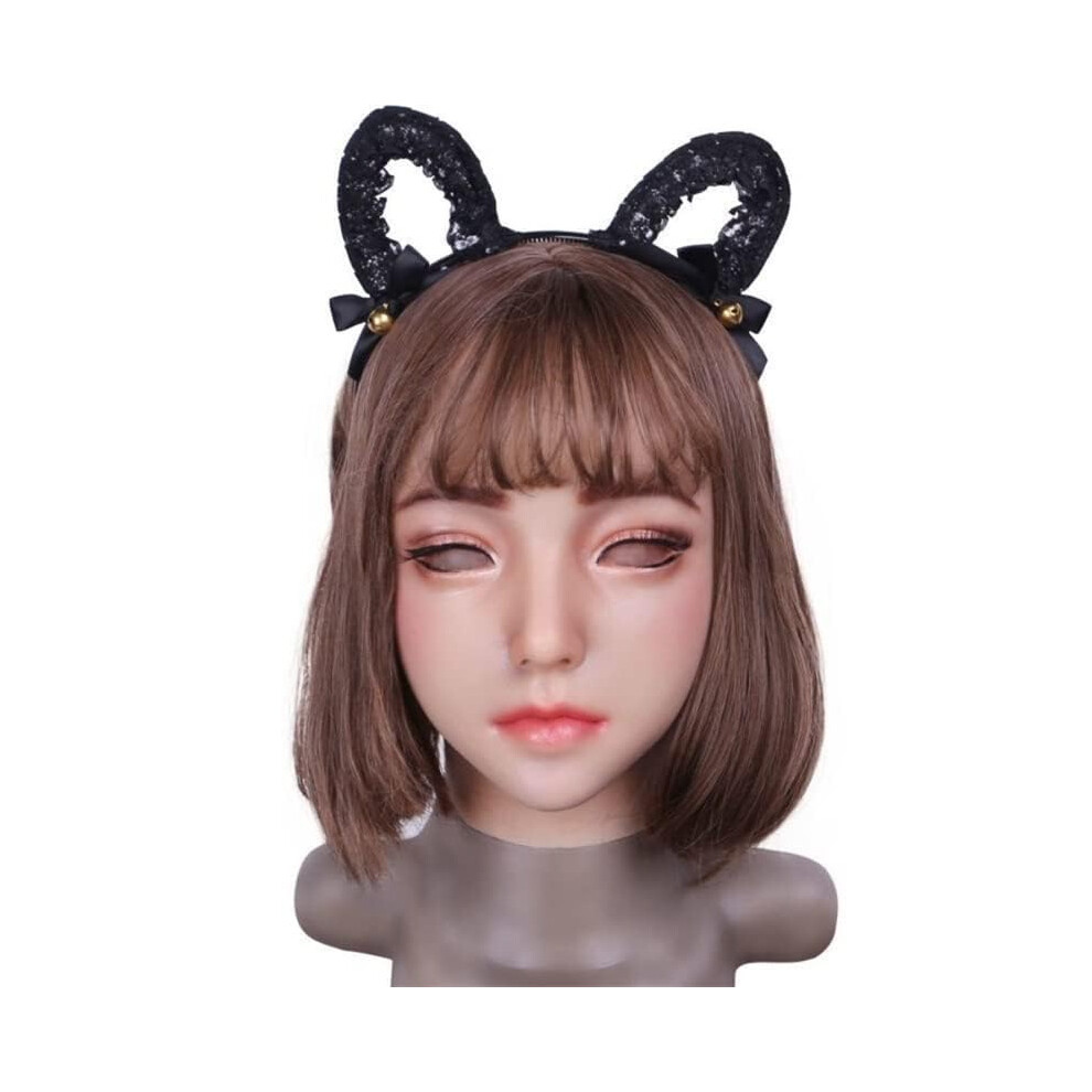 Silicone Face Mask for Women - Realistic Yellow Crossdresser Transgender Cosplay Mask for Halloween Parties