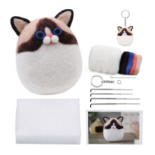 Needle Felting Kit Cat Wool Toy for Beginners and Adults, Unfinished Craft Set with Materials and Instructions