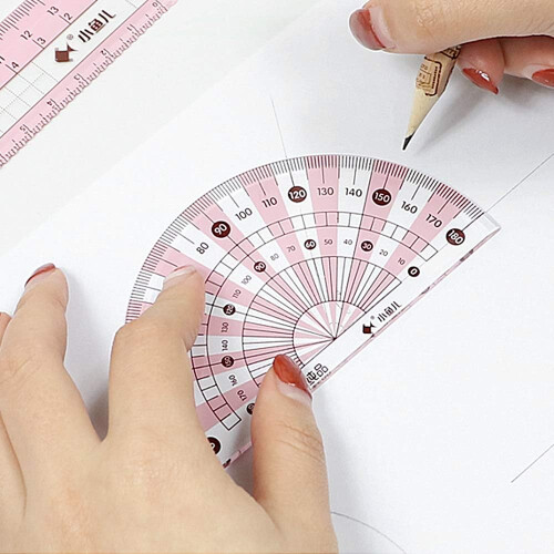 Compass Set, 8-Piece Geometry Learning Set with Shockproof Outer Box for Secondary School, Pink Color 2