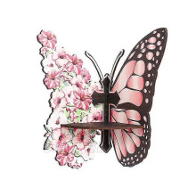 (Pink) Sunflower Butterfly Corner Shelf, Space-Saving Wall Mount for Plants & Decor, Versatile Storage for Bedroom, Hallway, Home