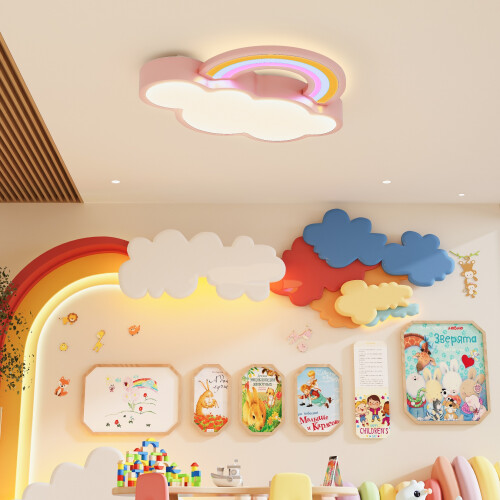 Bingopaw Cartoon Flush Mount Ceiling Lamp Cloud Rainbow Light Fixture 2