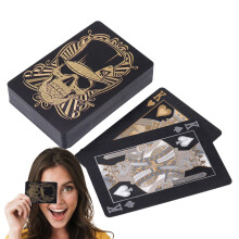 Waterproof Playing Cards, Skull Design PVC Playing Cards with Storage Box for Texas Holdem and Go Fish, Flexible Foil Finish