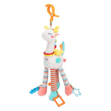 Baby Car Seat Toy - 19.69 Inch Soft Baby Mobile with Rattle, Crinkle Sounds, Plush Toy, Sensory Elements, White
