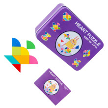 Wooden Tangram Puzzle Set with Storage Box - Colorful Geometric Shapes for Creative Learning and Patience Training